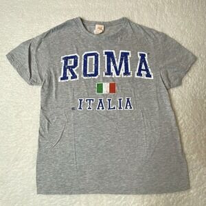 JHK 100% COTTON ROMA ITALIA NAVY SHORT SLEEVE T-SHIRT Size M Vintage Women's